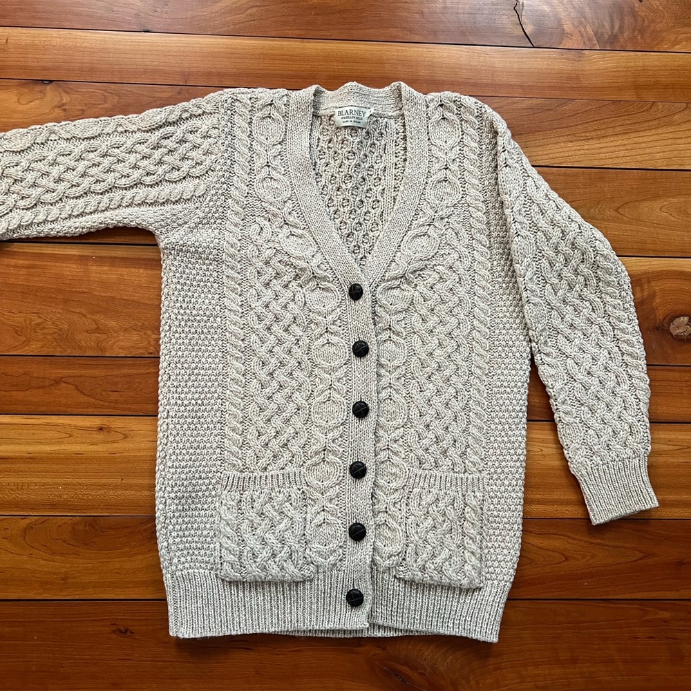 Authentic Irish Cable Knit Cardigan Sweater